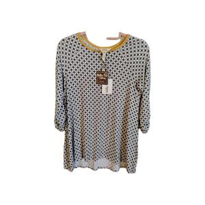 Matilda Jane S Geometric Starstruck Tunic‎ Top Shirt Blouse Gray White NWT